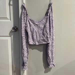 Floral purple off the shoulder long sleeve